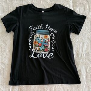 Women's Black Faith Hope Love Tee
